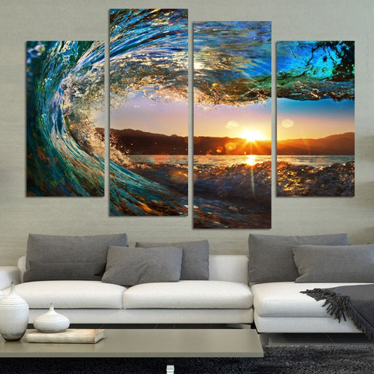 #85 Framed Canvas Wall Art 4 Piece Set