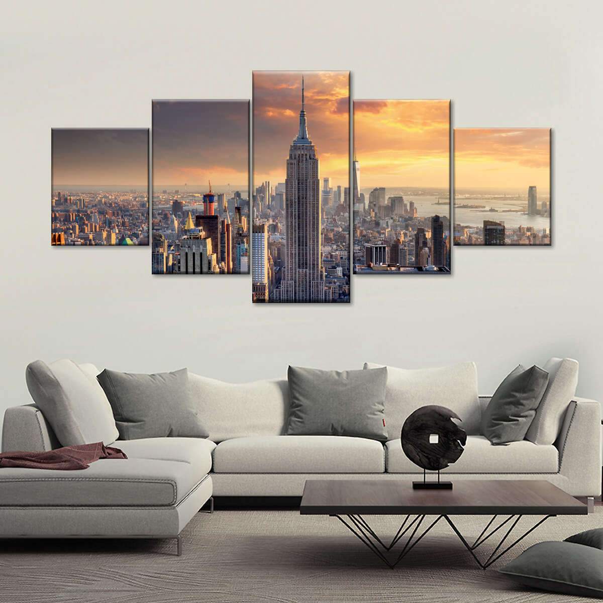 #92 Framed Canvas Wall Art 5 Piece Set